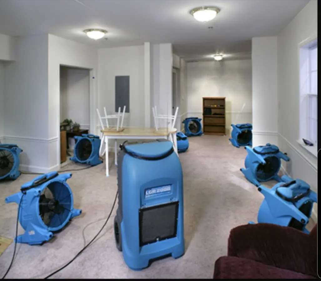 Air movers and dehumidifier setup for Water Extraction & Removal in Guthrie